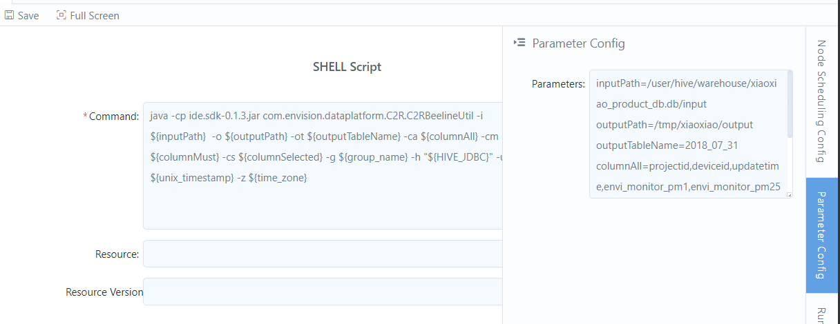 Figure: Example parameter settings