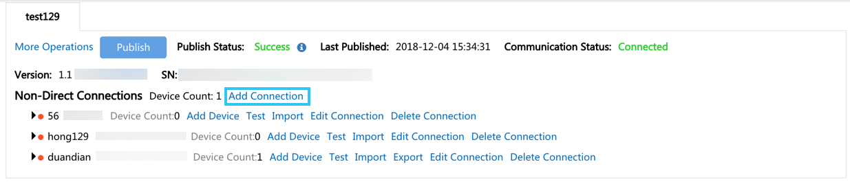 Figure: Example of Adding Connection